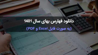فهرست بها سال ۱۴۰۱